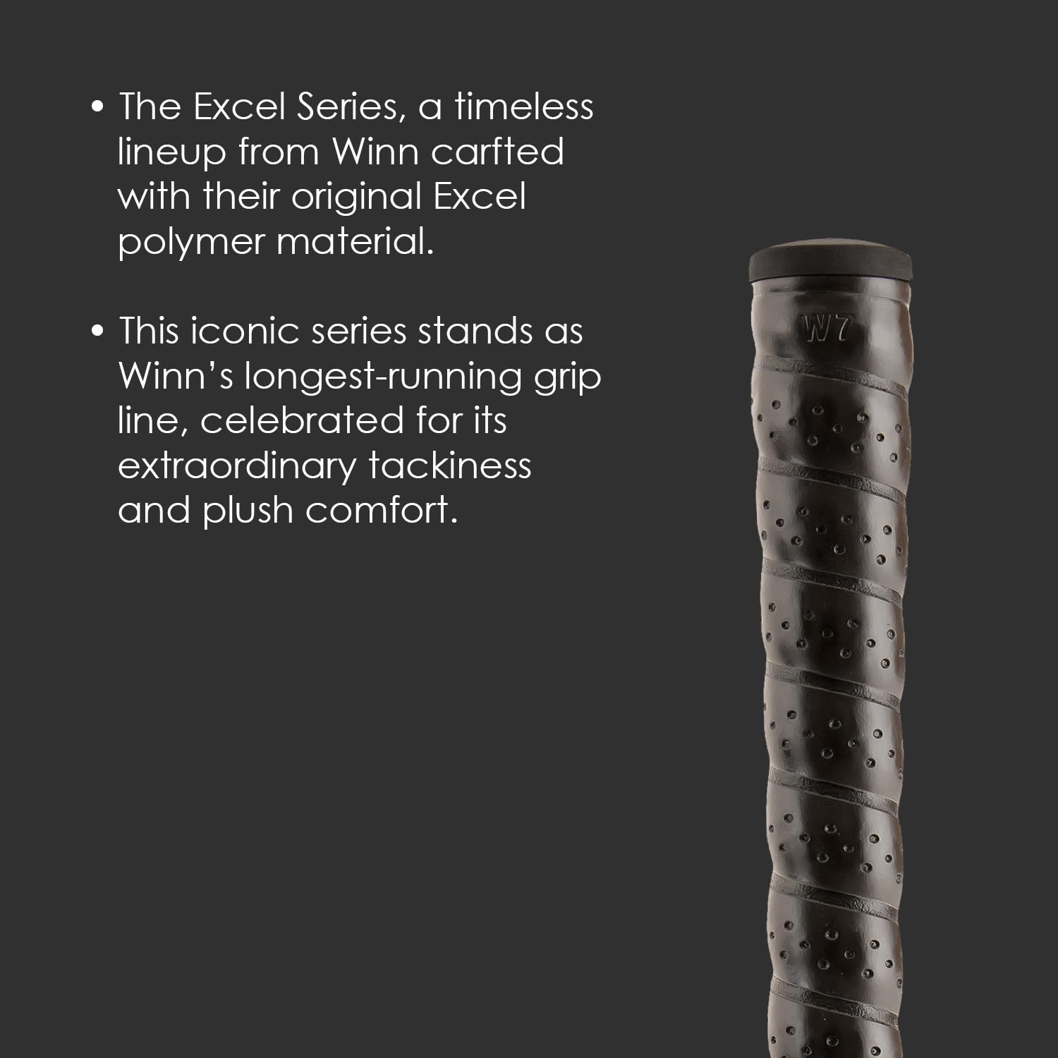 Winn excel wrap oversize black scale comparison showing oversize diameter for reduced hand tension