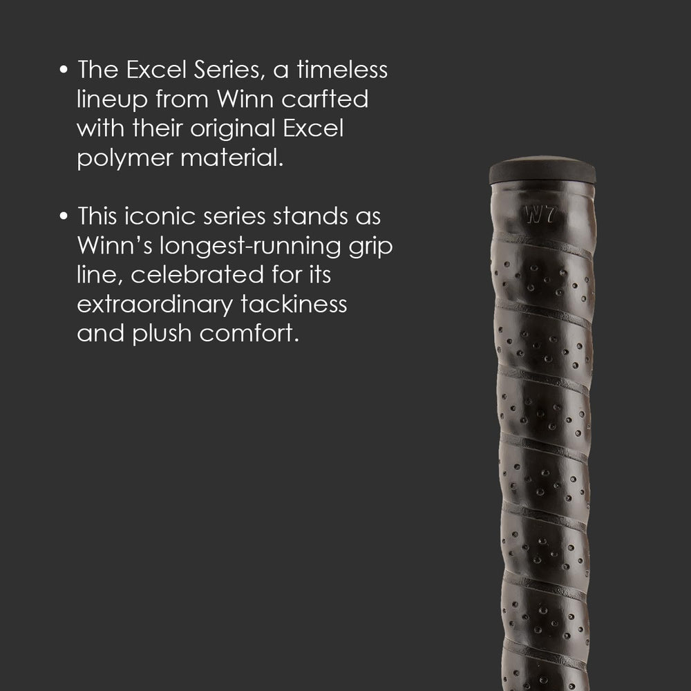 Winn excel wrap oversize black scale comparison showing oversize diameter for reduced hand tension