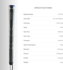 Winn grip next to ruler showing midsize diameter and length for proper scale