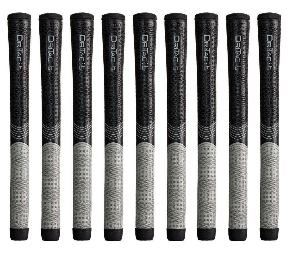 Winn Grips front packaging showing nine black gray midsize grips and branding benefit comfort