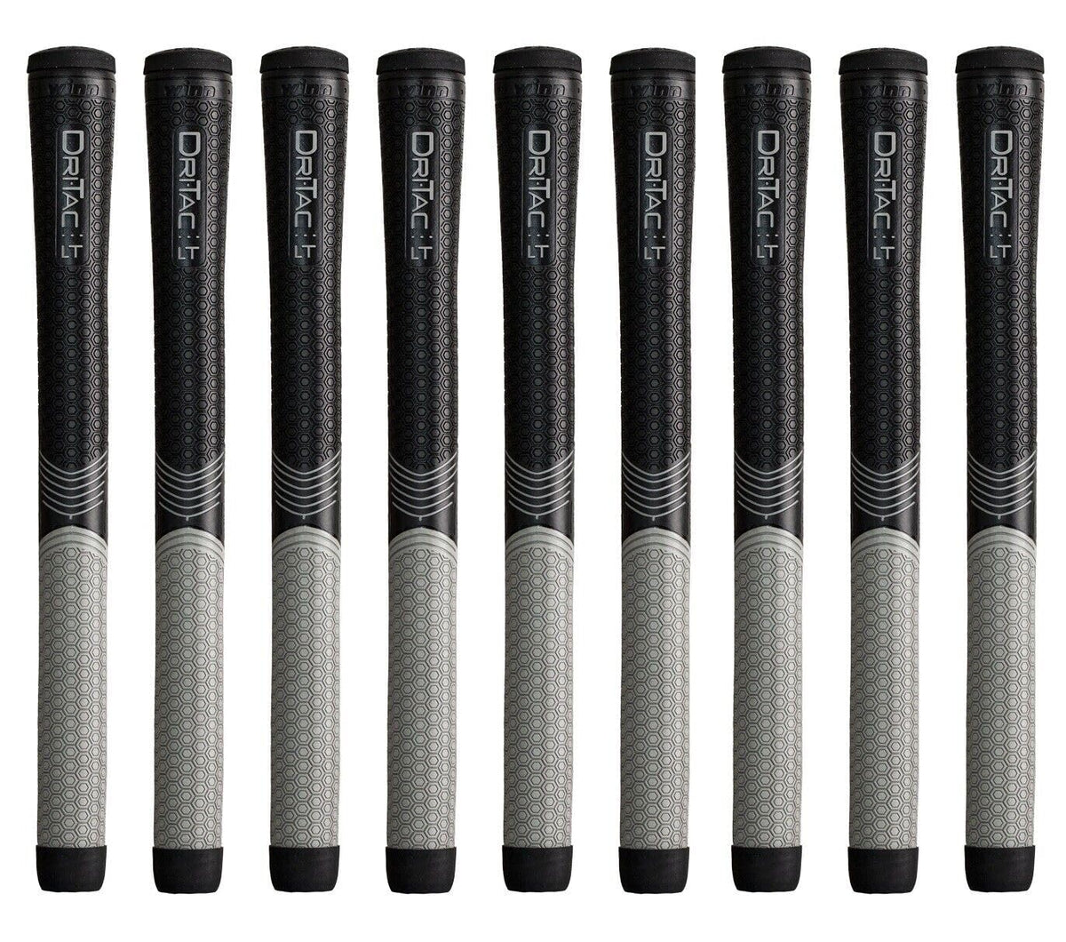 Winn Grips front packaging showing nine black gray midsize grips and branding benefit comfort