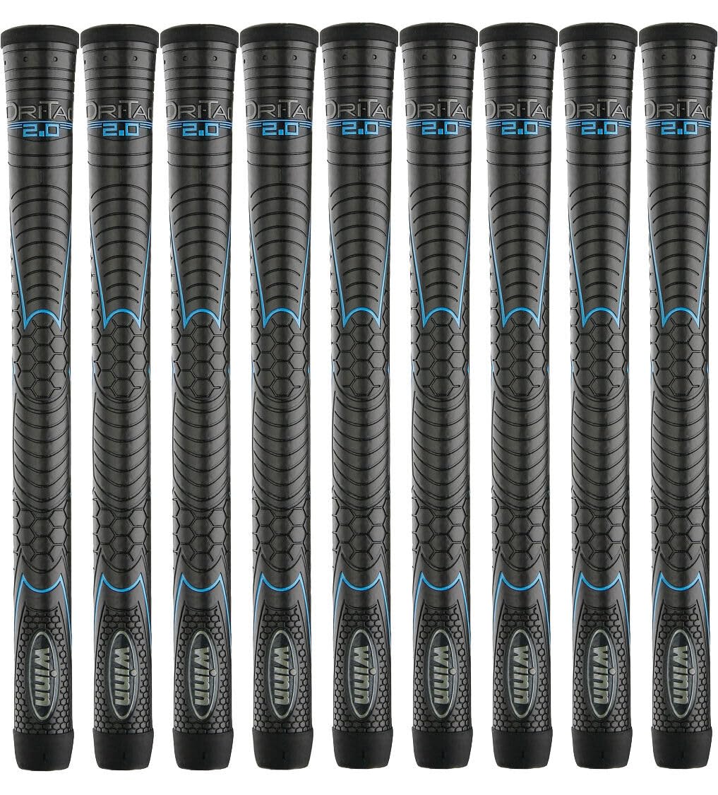 Winn Grips front packaging showing jet black blue nine-pack and clear benefits