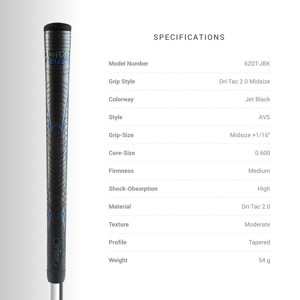 Winn Grips side profile comparing midsize +1/16" for steadier hand placement