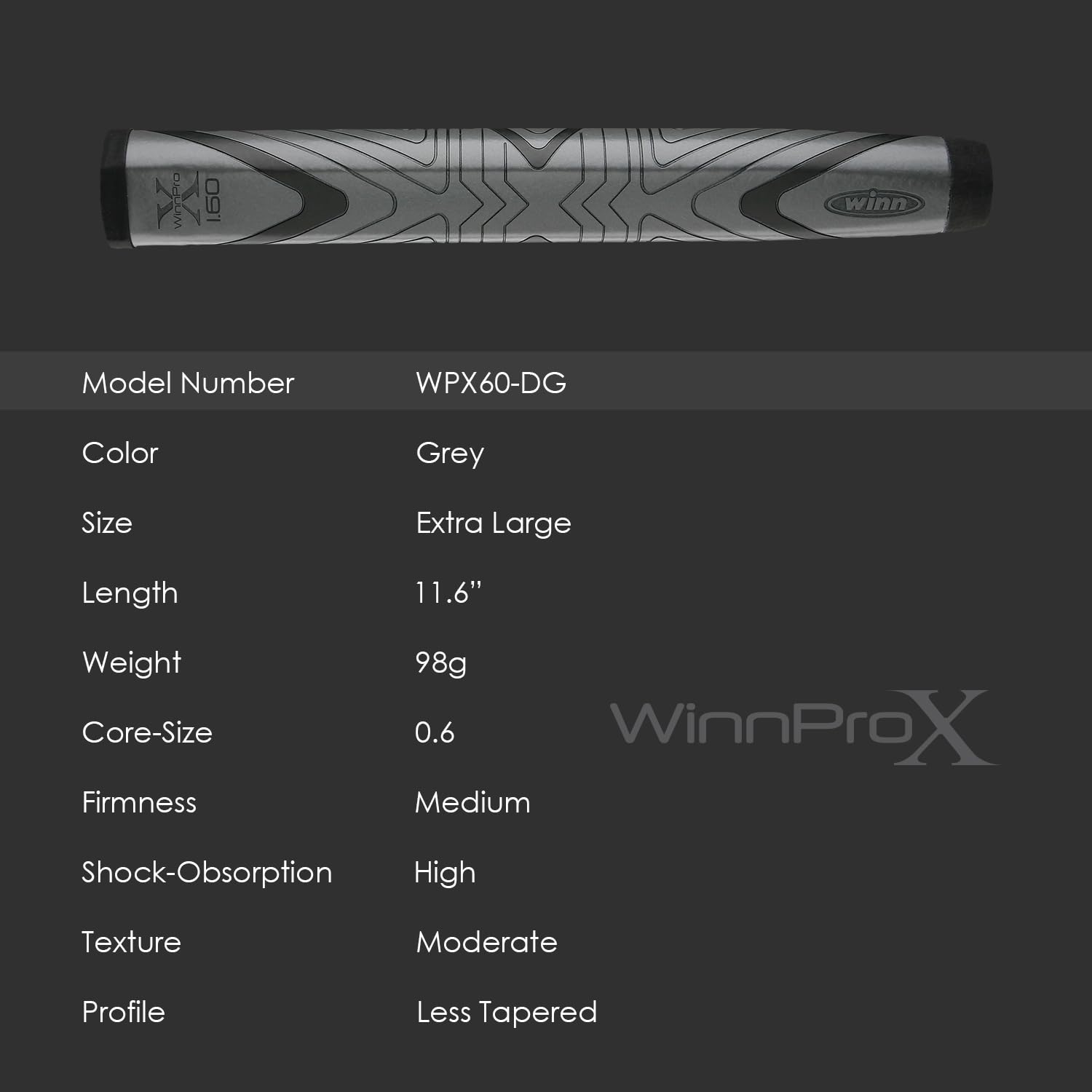 Winn Pro X beside a standard grip showing super jumbo size for fuller contact
