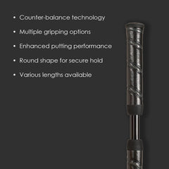 Winn grip installed on putter, in-hand shot demonstrating secure feel and alignment
