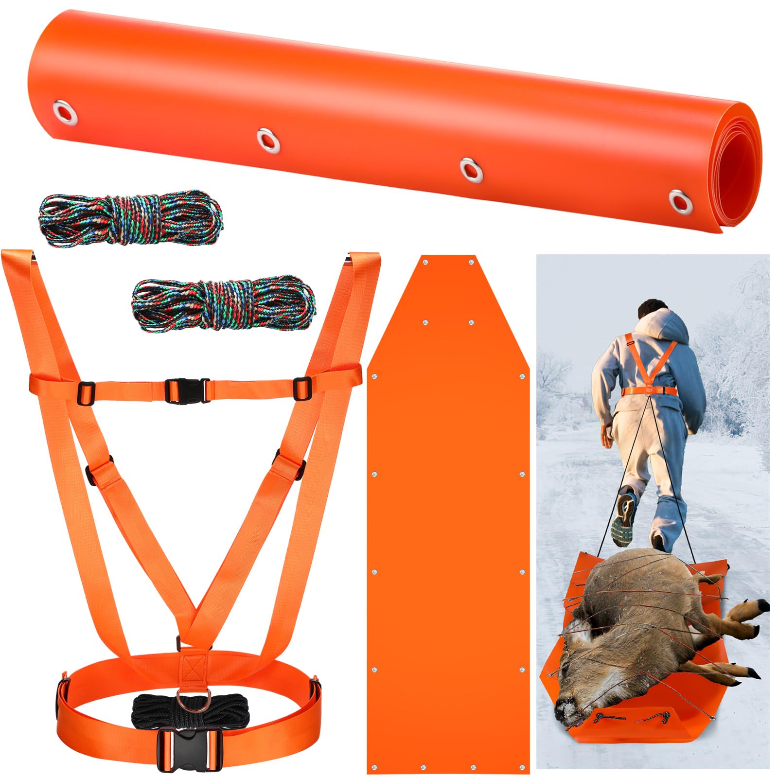 WinnerWhy front view of orange drag sled showing size and visibility benefit