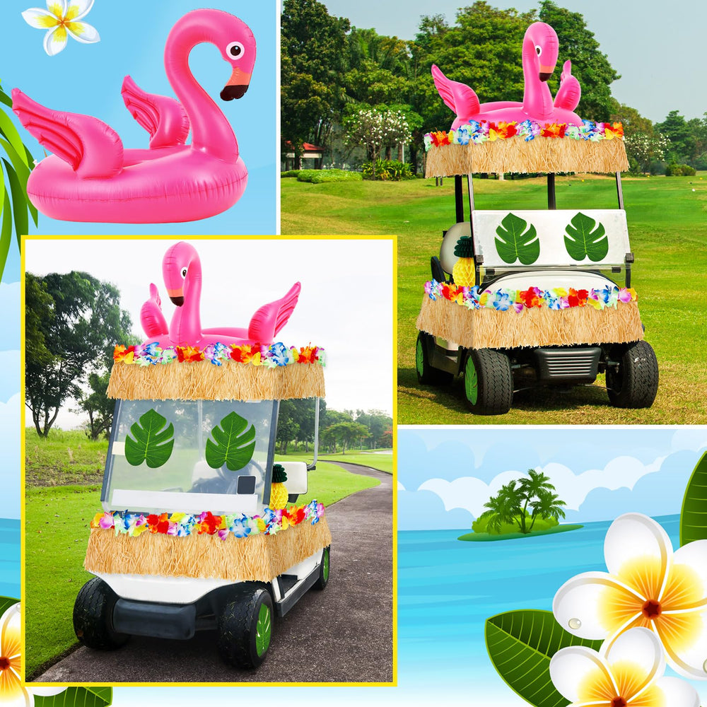 WinnerWhy inflatable flamingo mounted on cart roof adding playful height