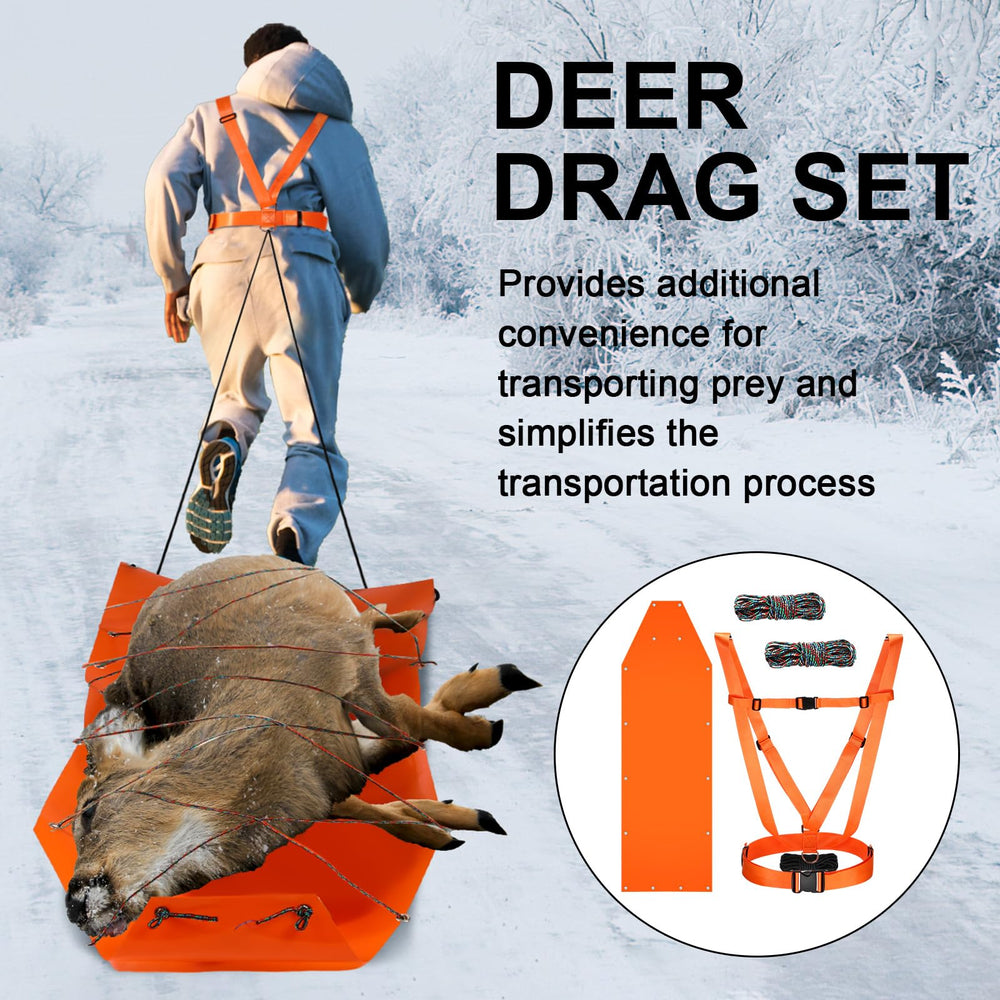 WinnerWhy sled next to hunter for scale showing compact transport benefit
