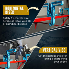 Winterial horizontal vise setup on bench for efficient waxing workflow