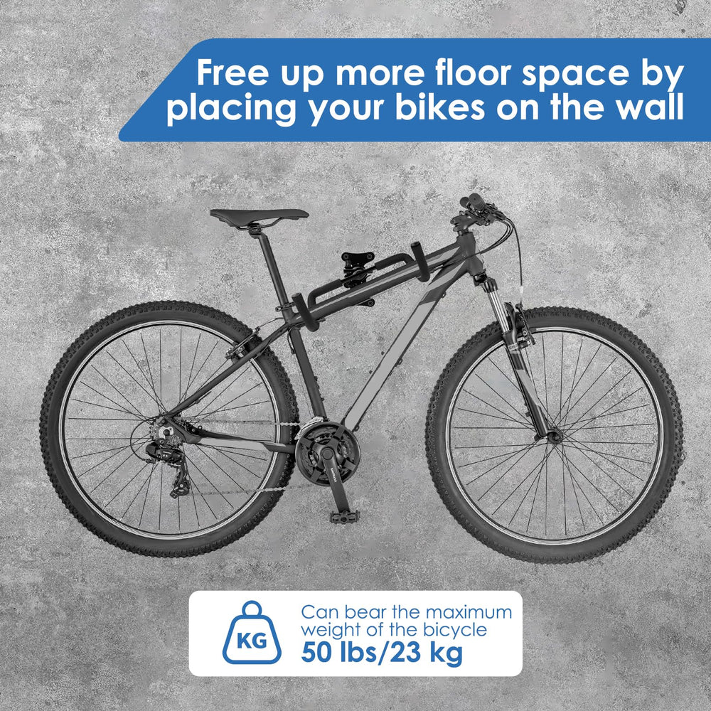 WIOSEIOC side view with a mountain bike showing angled hook keeping bike level