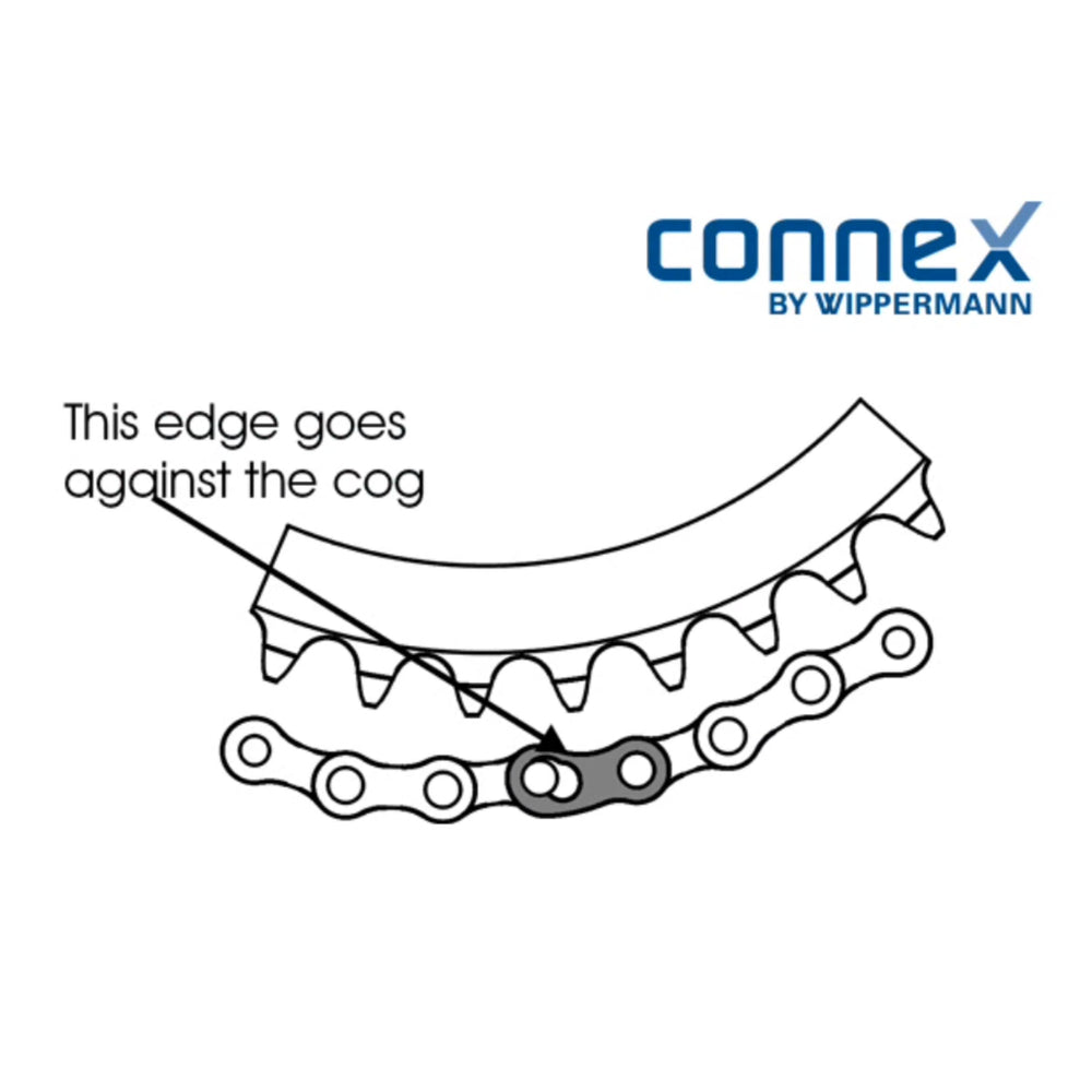 Wippermann Connex Link installed on a 12-speed chain demonstrating secure connection