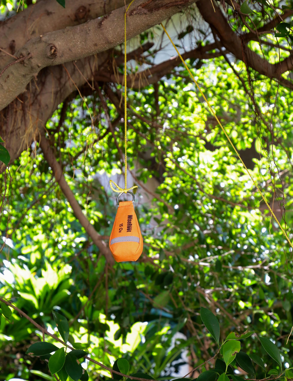 WISEROOT bag opened with rope and weight organized for efficient access