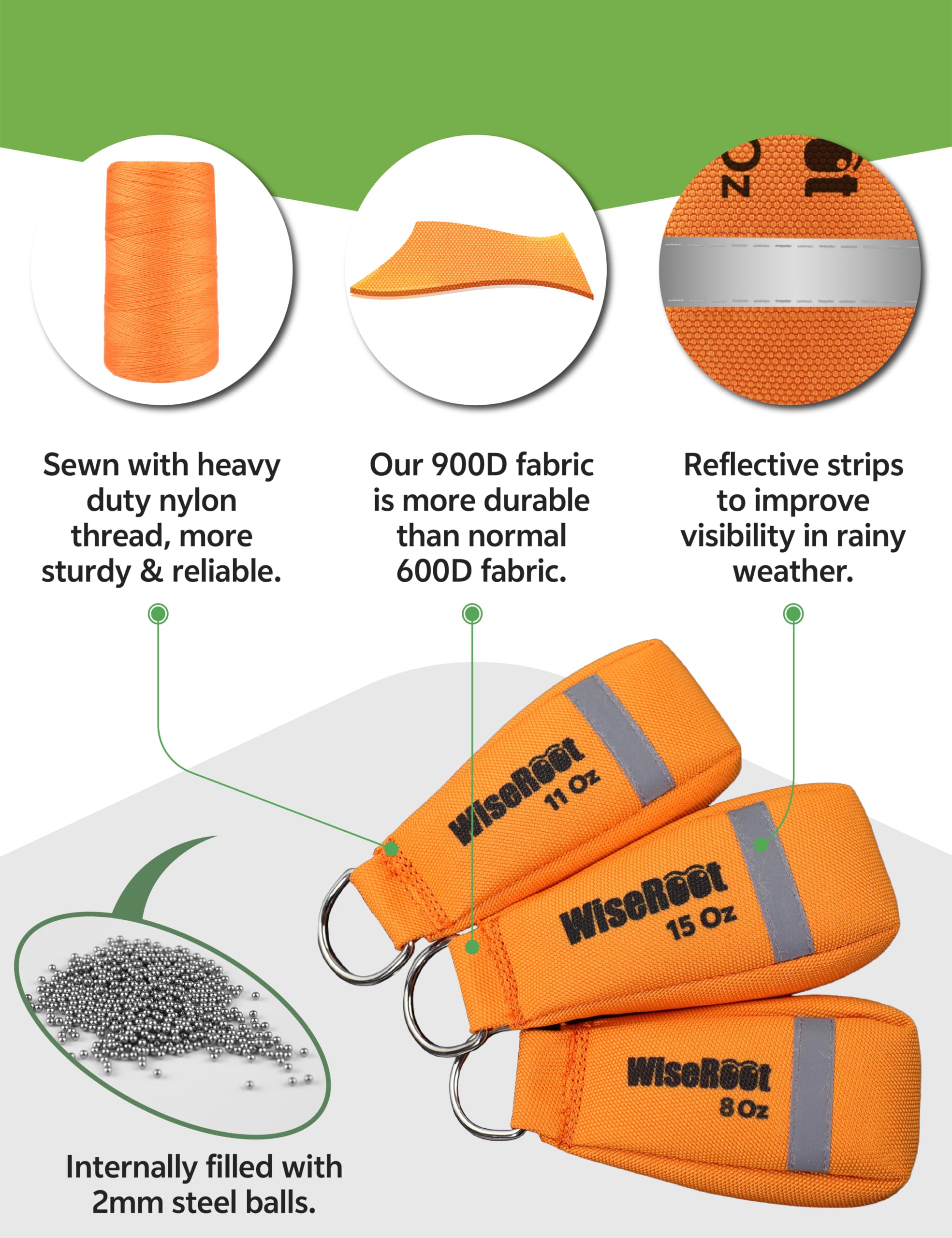 WISEROOT full 164ft throw rope laid out to show length and high-visibility fibers