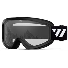 WISTON front view of black frame goggles showing clear lens and full-face coverage benefit