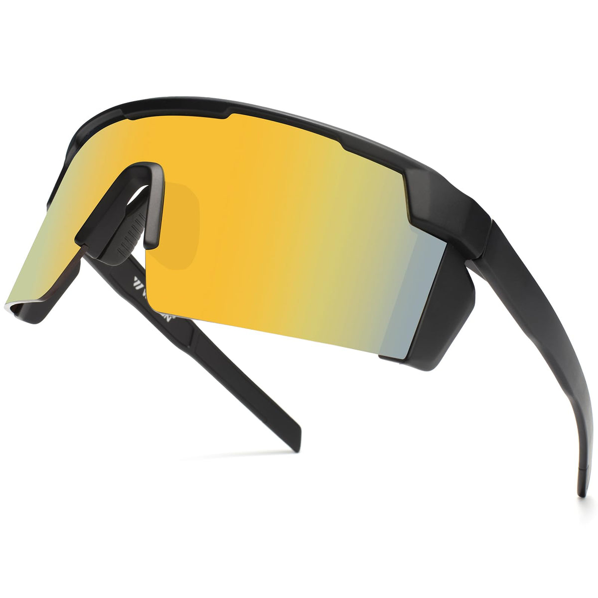 WISTON XL front view showing black frame and gold polarized lenses for full coverage