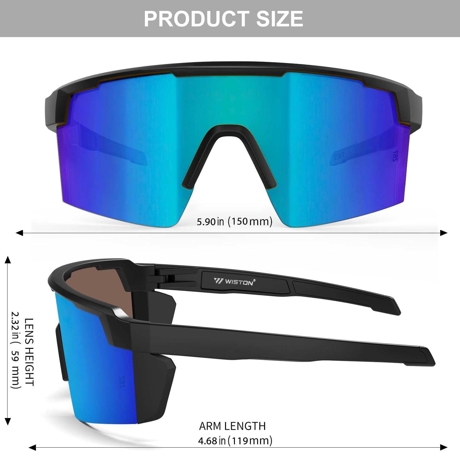 WISTON size comparison with ruler showing 149mm wide frame for wide faces