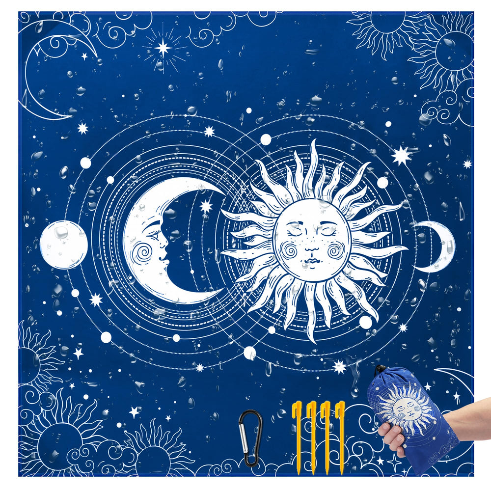 WIWIGO front view of beach blanket showing full size and design, ideal for families