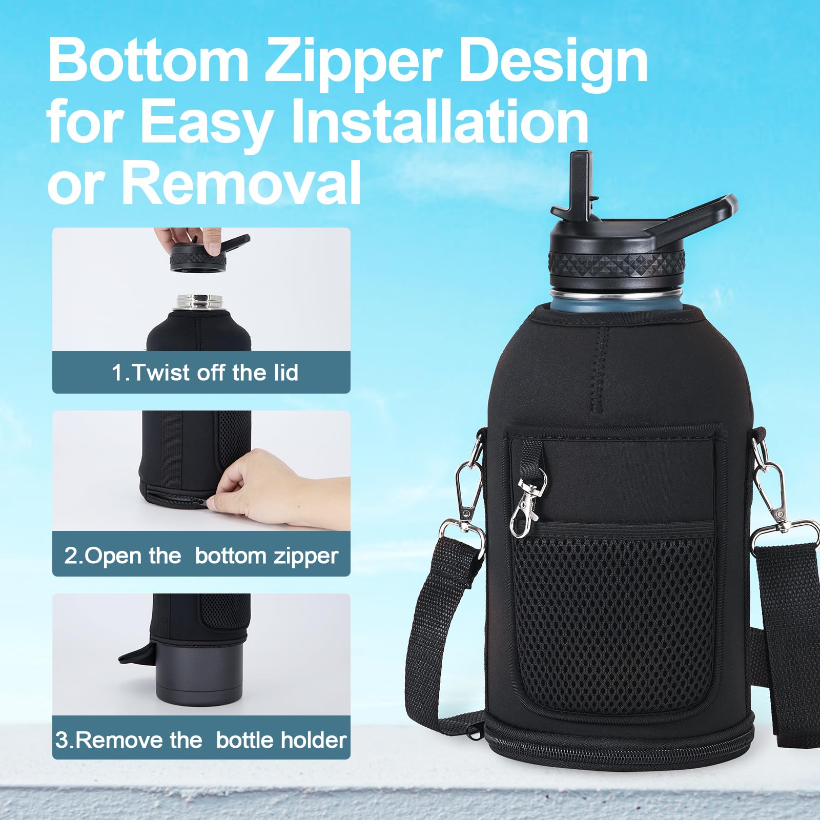 WixByti carrier with bottle inside to show size and fit for confidence