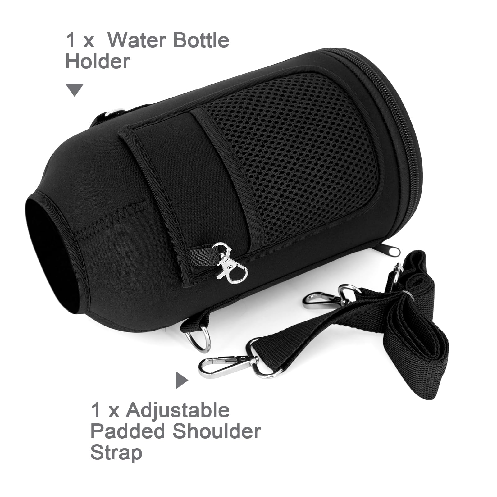 WixByti carrier worn over shoulder while walking, hands-free hydration benefit
