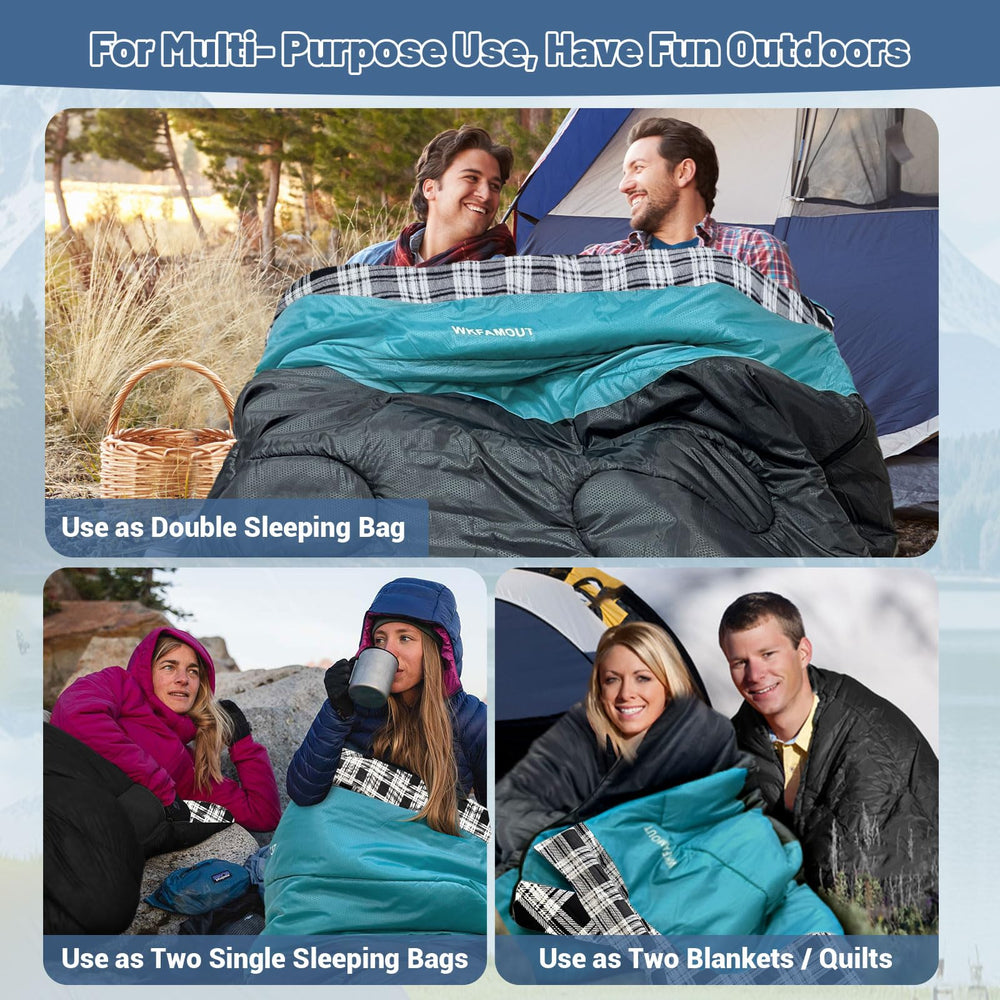 WKFAMOUT compression sack with sleeping bag inside for compact transport