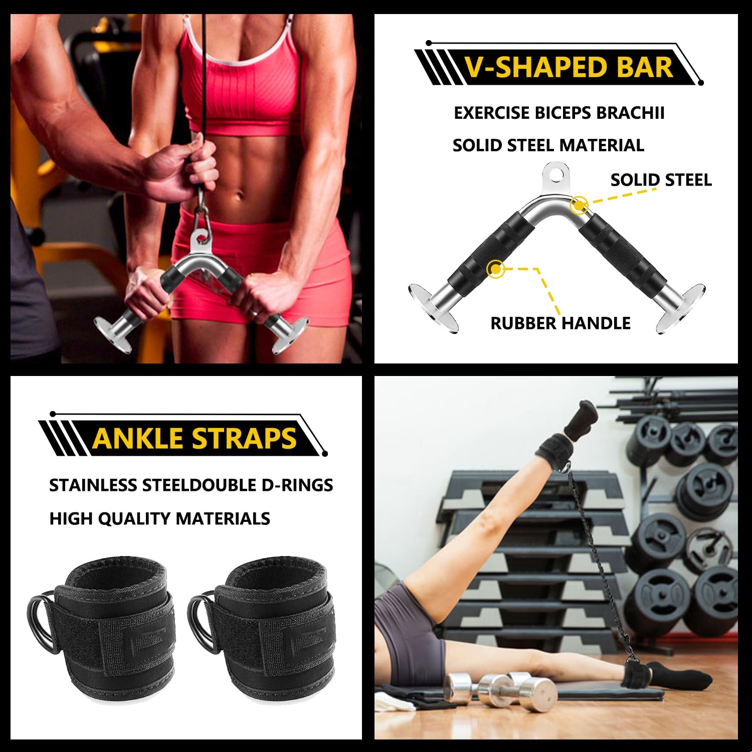 WNOEY ankle straps and snap hooks laid out for quick secure attachments