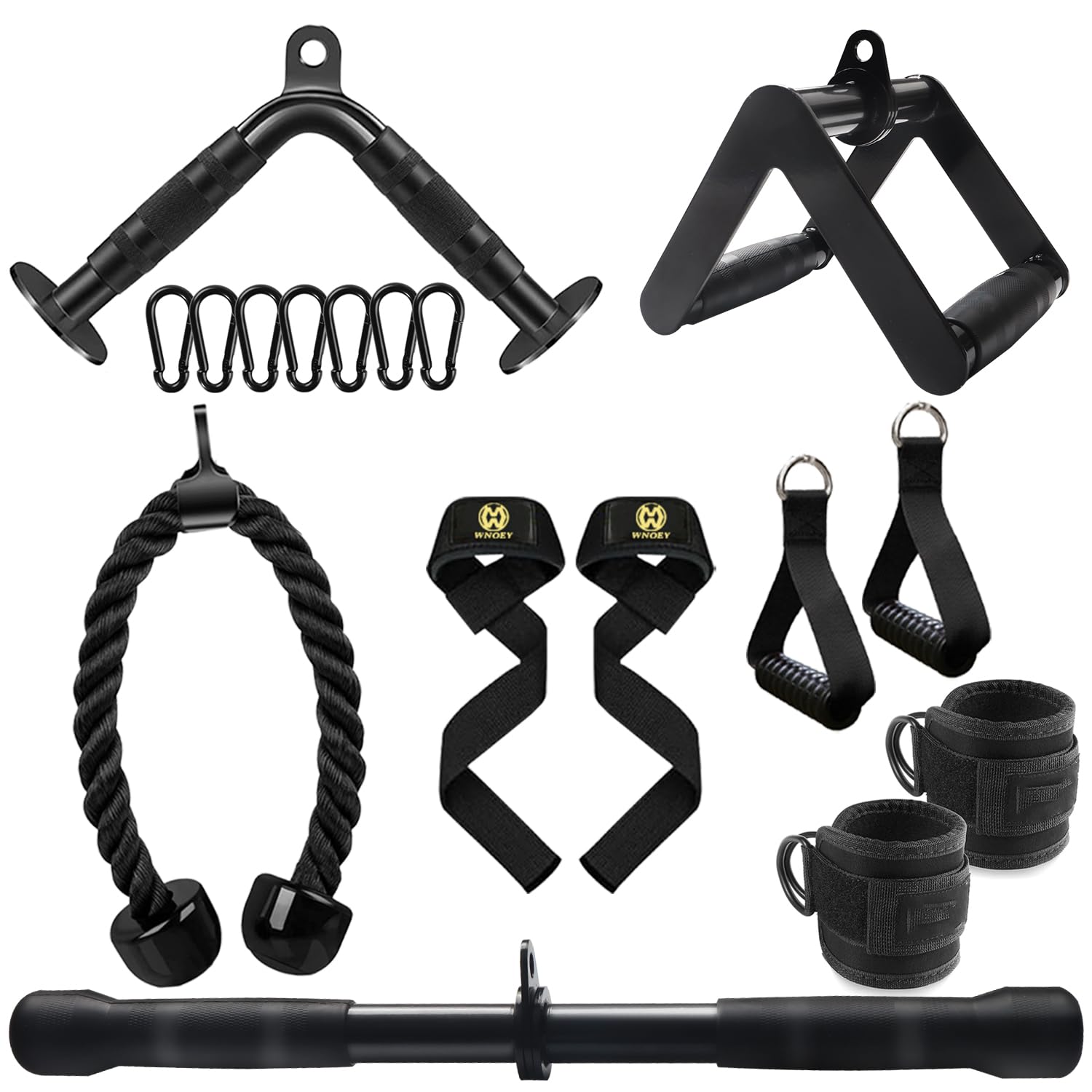 WNOEY kit front view showing all included bars and straps for versatile workouts