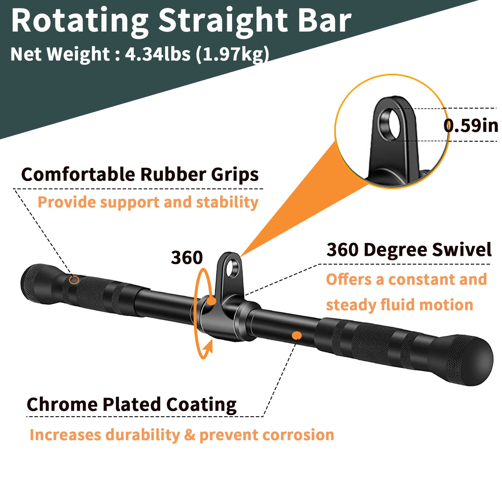 WNOEY straight rotating bar handles demonstrating ergonomic wrist-friendly motion