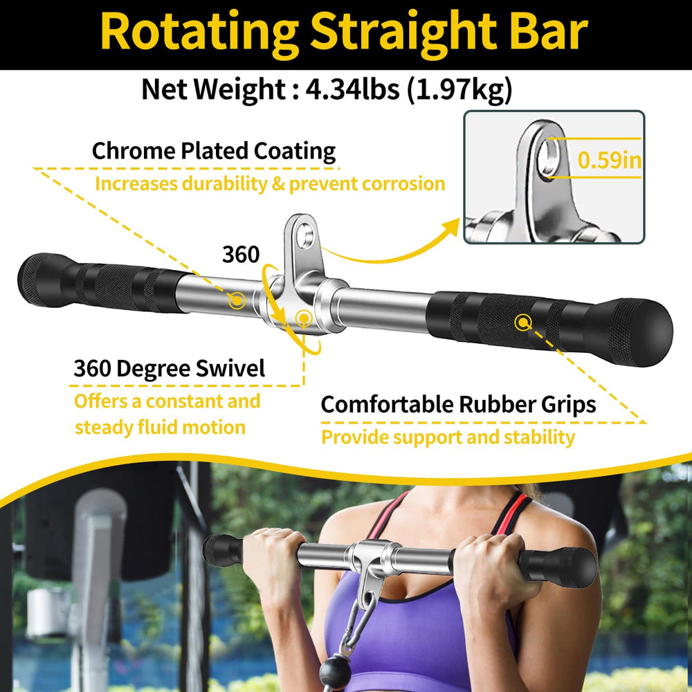WNOEY straight rotating bar showing swivel sleeve to reduce wrist strain