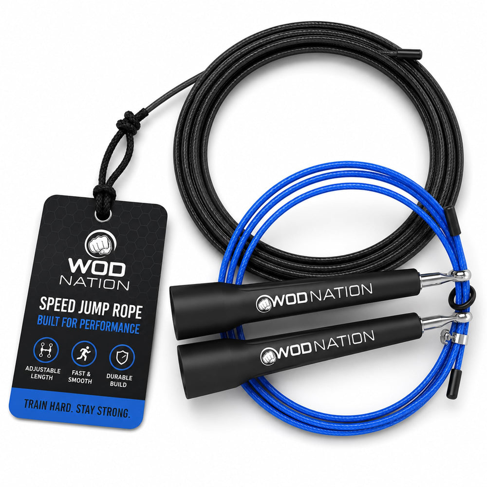WOD Nation front view of black jump rope showing sleek design and portability