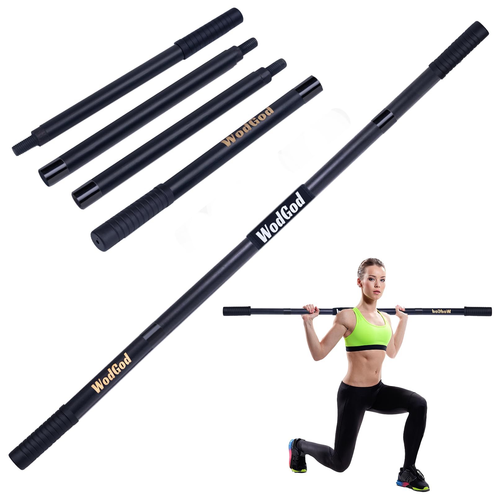 WodGod front view of assembled wooden yoga stick showing natural bamboo and benefits of portability