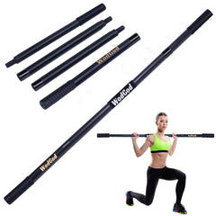 WodGod front view of assembled wooden yoga stick showing natural bamboo and benefits of portability