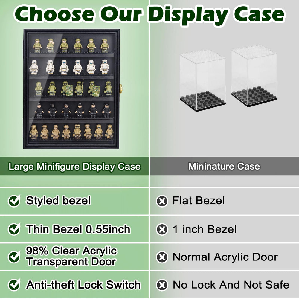 WodGod internal view of five-tier shelves displaying varied mini figure heights