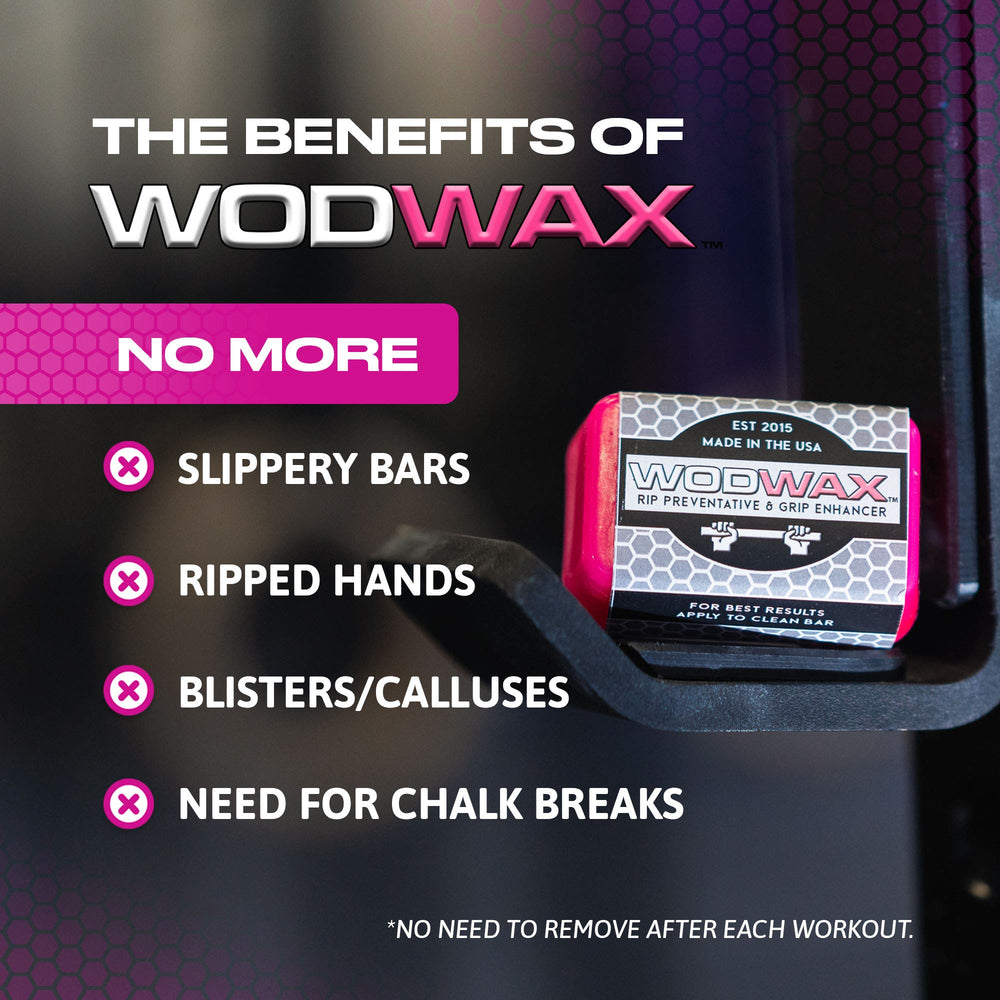 WodWax being rubbed onto a pull-up bar providing improved traction and control