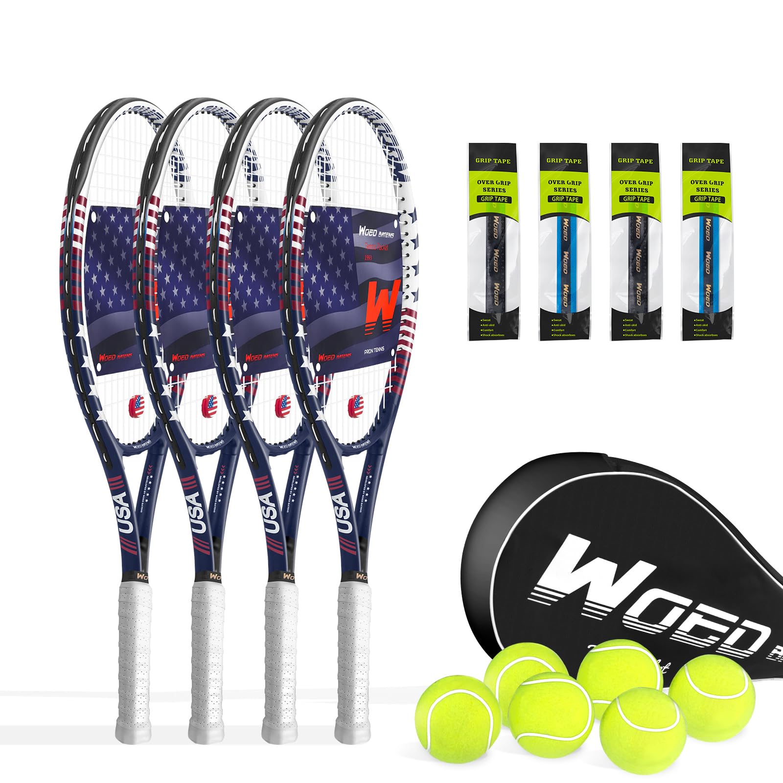 WOED BATENS front view of racket showing head and throat, clear power benefit
