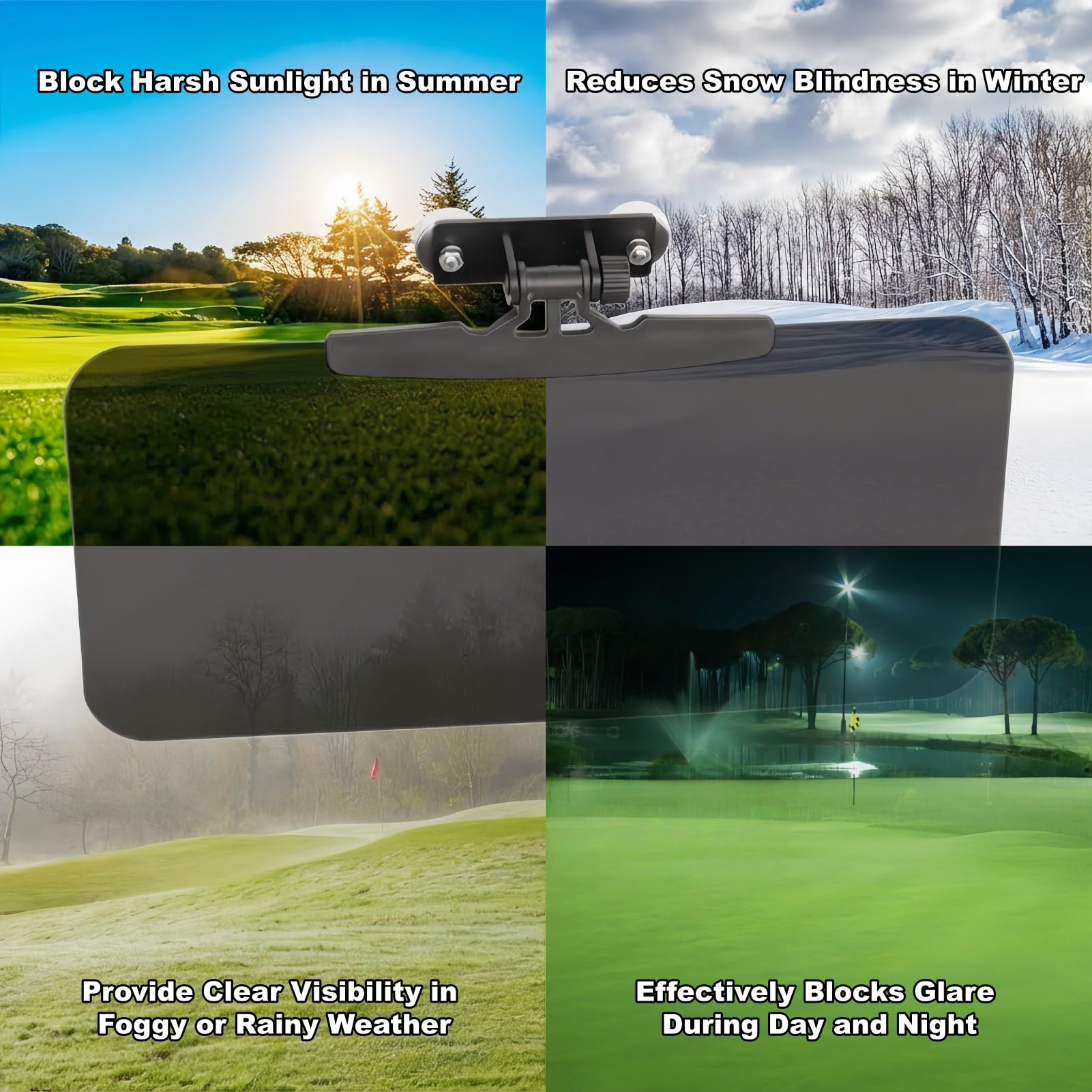 Woho visor in use on golf cart showing safer driving benefit