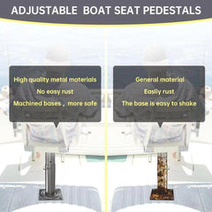 woiron pedestal height adjustment detail demonstrating 11½–17½ inch range for customization