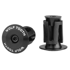 Wolf Tooth front view of black alloy bar end plug showing clean finish and secure fit