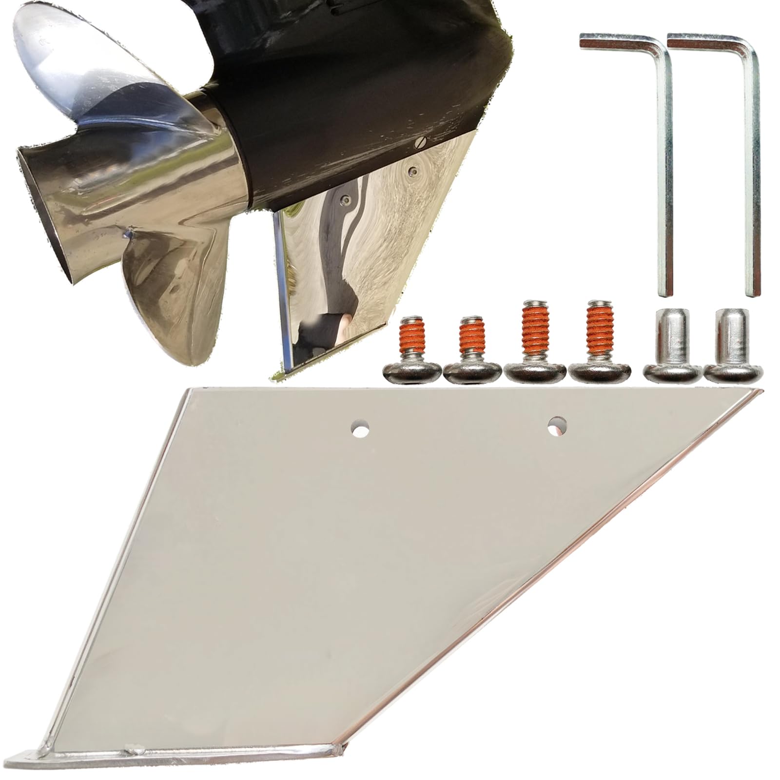 WOLIDAODAO front view skeg guard showing fit and corrosion protection