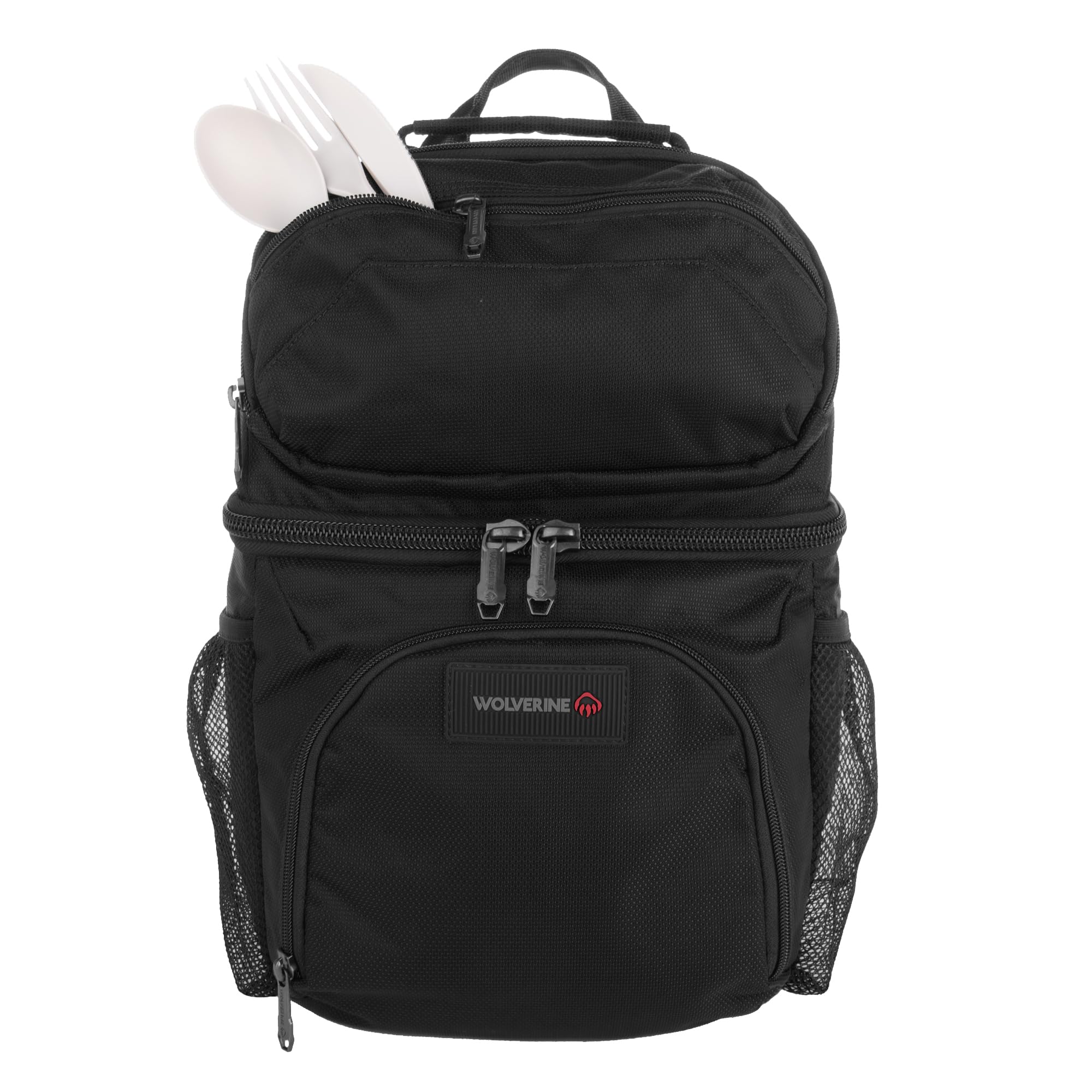 Wolverine backpack on tailgate with drinks and snacks showing versatile outdoor use benefit