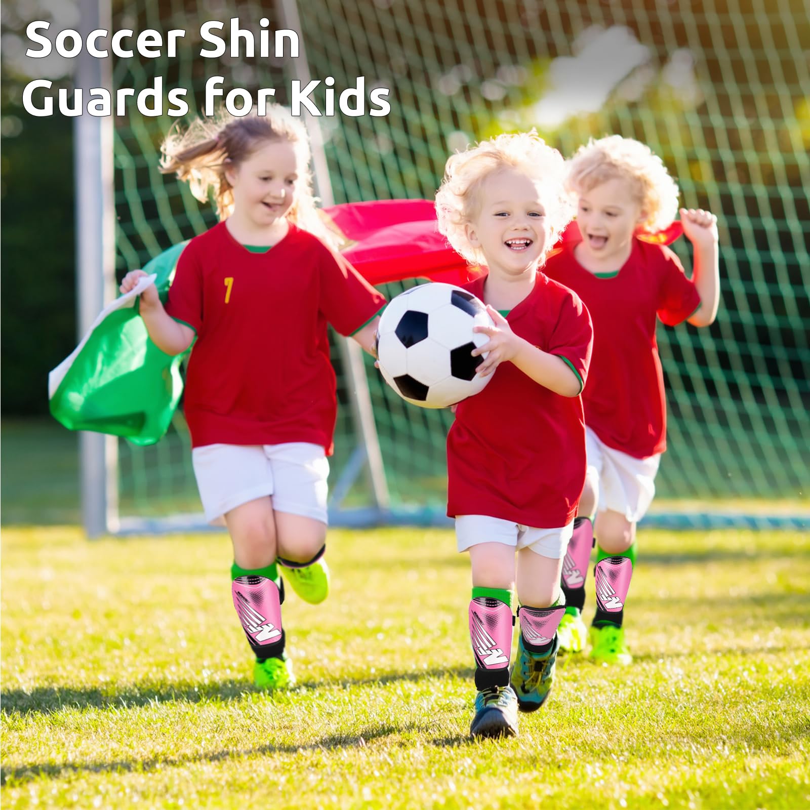 Wonarby child wearing shin guards on field enabling confident play