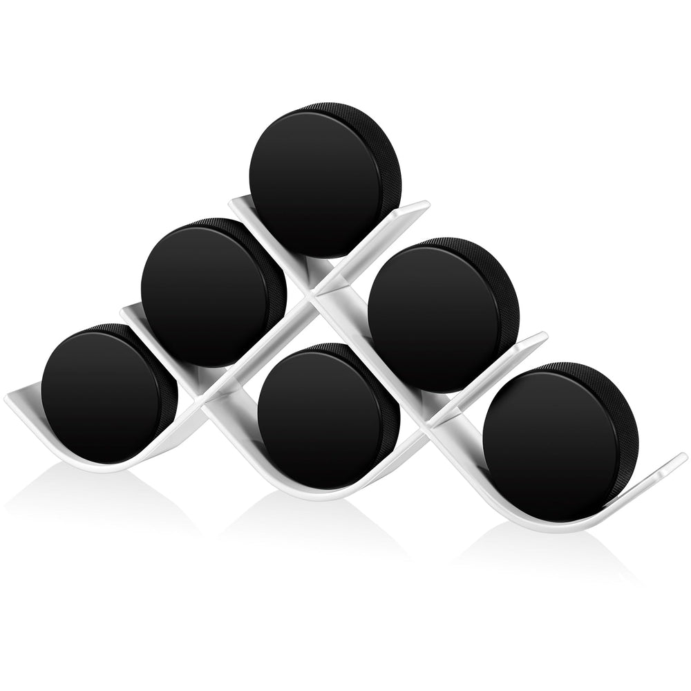 Wonderjune front view 6-puck stand shows tidy, professional display benefit