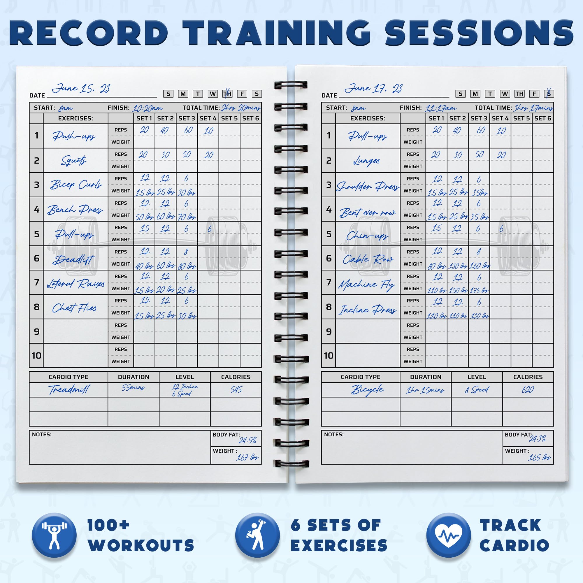 Workout Log Gym goals and personal bests page showing progress tracking advantage