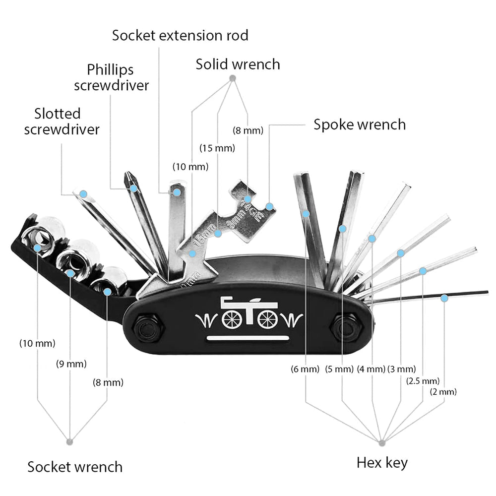 WOTOW frame bag with pump, multitool, patches and accessories neatly arranged for quick access