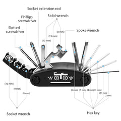 WOTOW frame bag with pump, multitool, patches and accessories neatly arranged for quick access