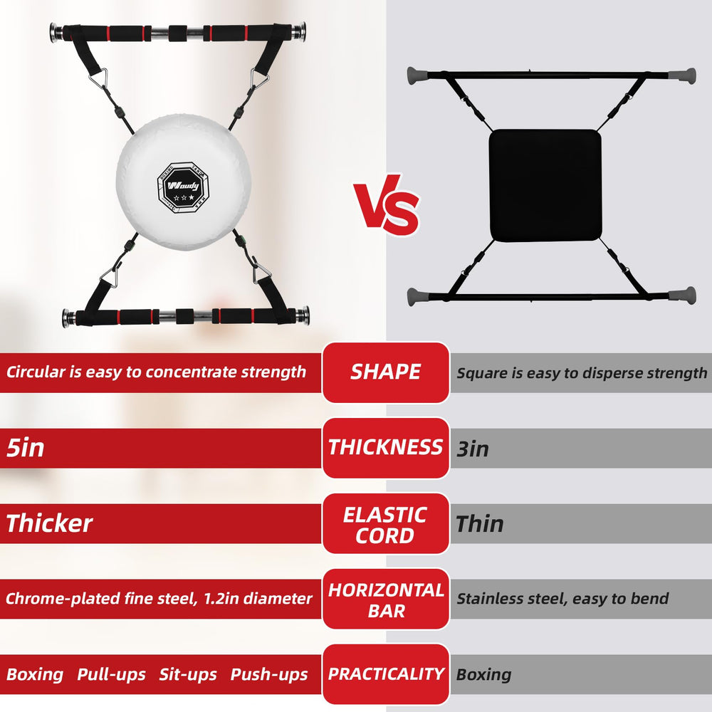WOUDY in-use during a home boxing session illustrating low-noise strikes and compact footprint