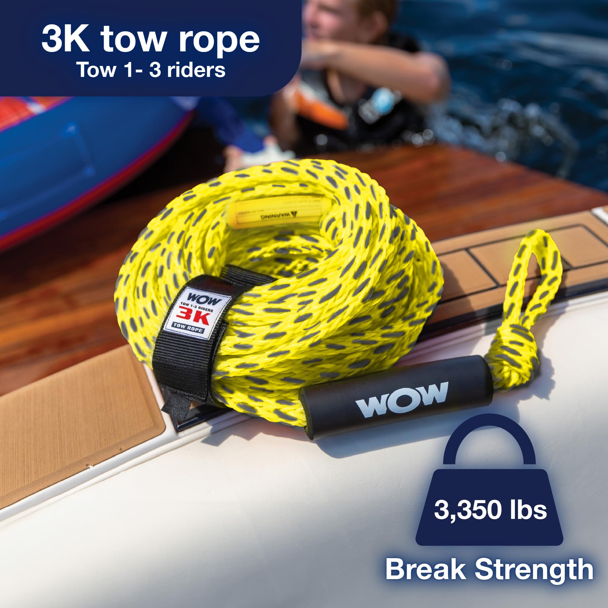WOW Sports floating foam buoy detail keeping rope connection visible and easy to grab