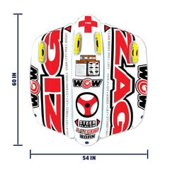 WOW Sports Zig Zag beside a person illustrating size and rider capacity for planning