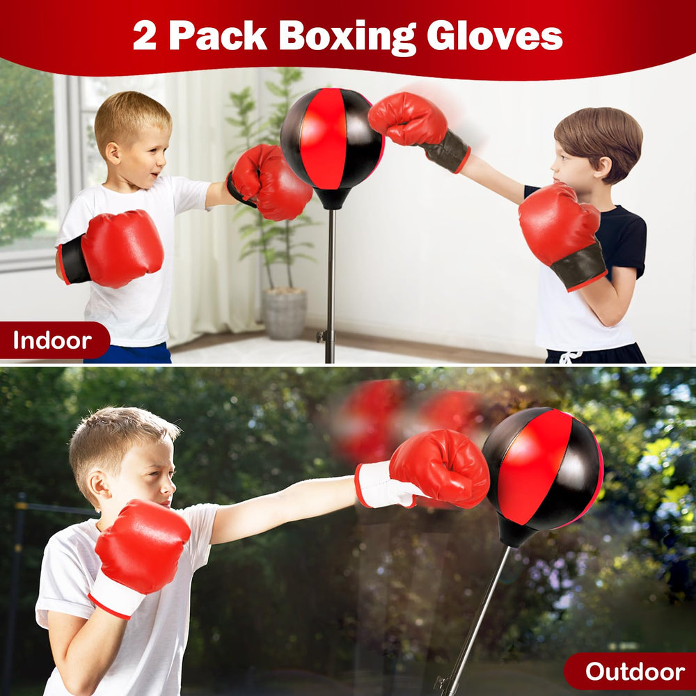 Woyebaby child practicing strikes on punching bag improving coordination