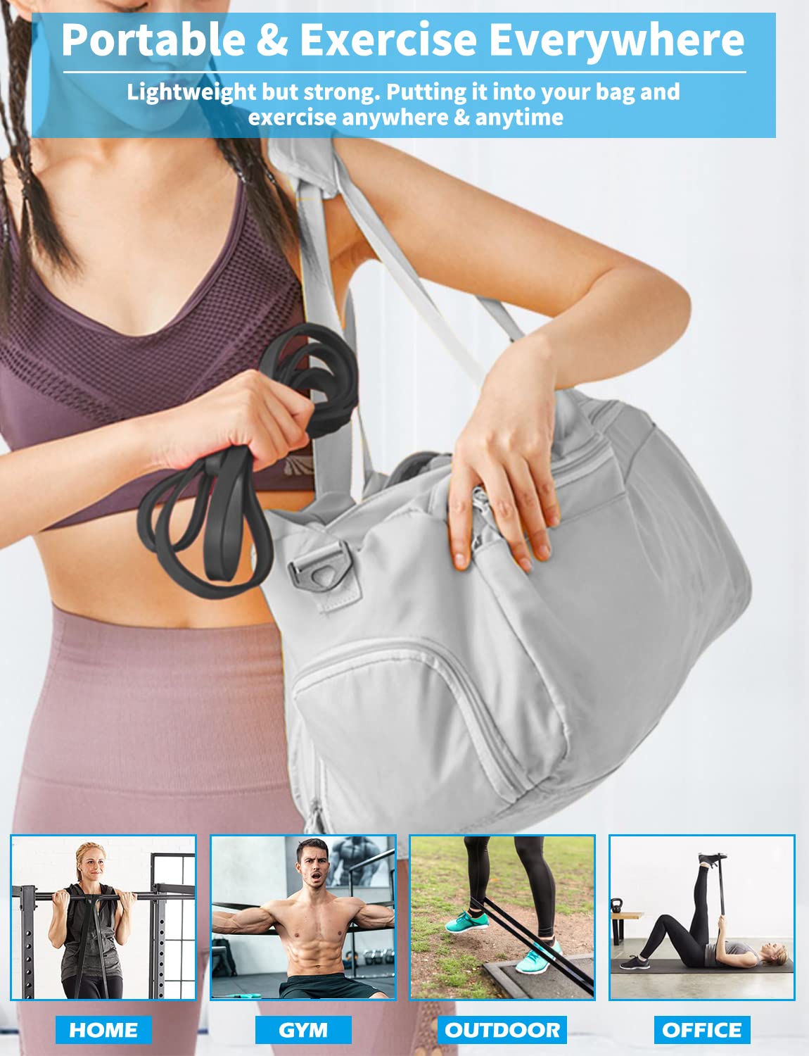 WSAKOUE bands used in outdoor training at park, versatile on-the-go workout benefit