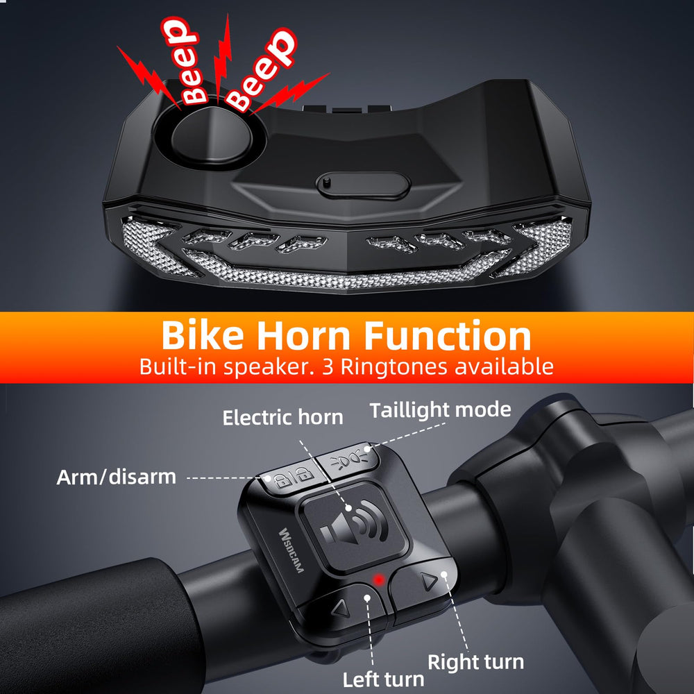 wsdcam bike on night road showing turn signals and brake highlight for visibility